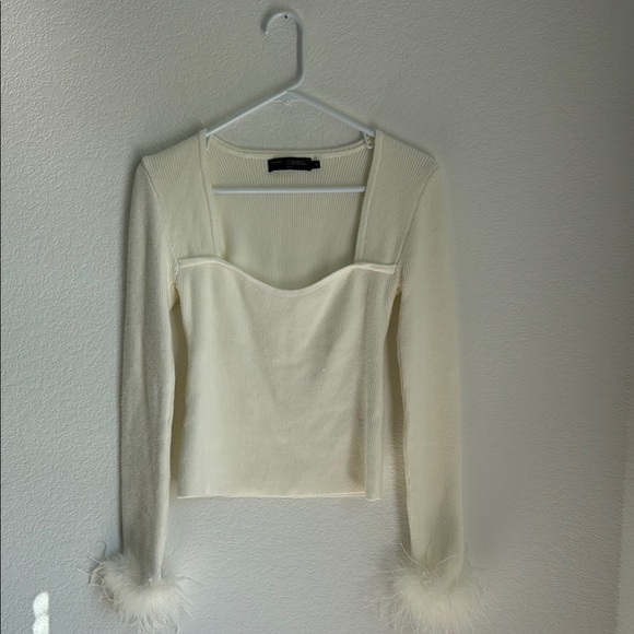 Finesse Tops - Finesse Cream Fitted Embellished Long Sleeve Blouse